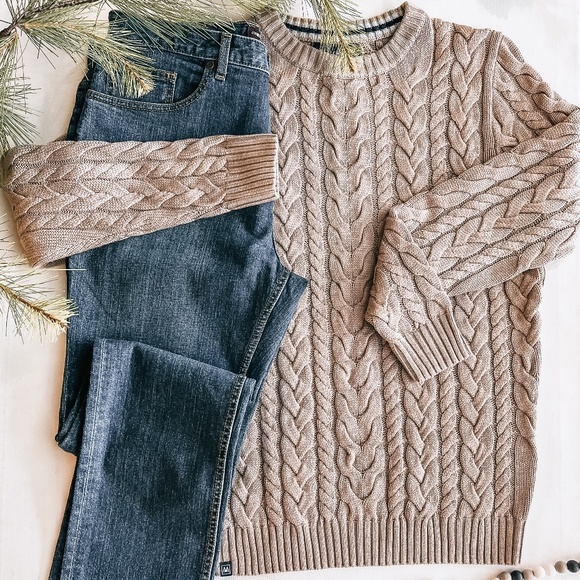 Redford Cable Knit Sweater - Vintage Khaki